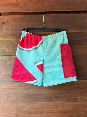 Towel shorts watermelons and aqua